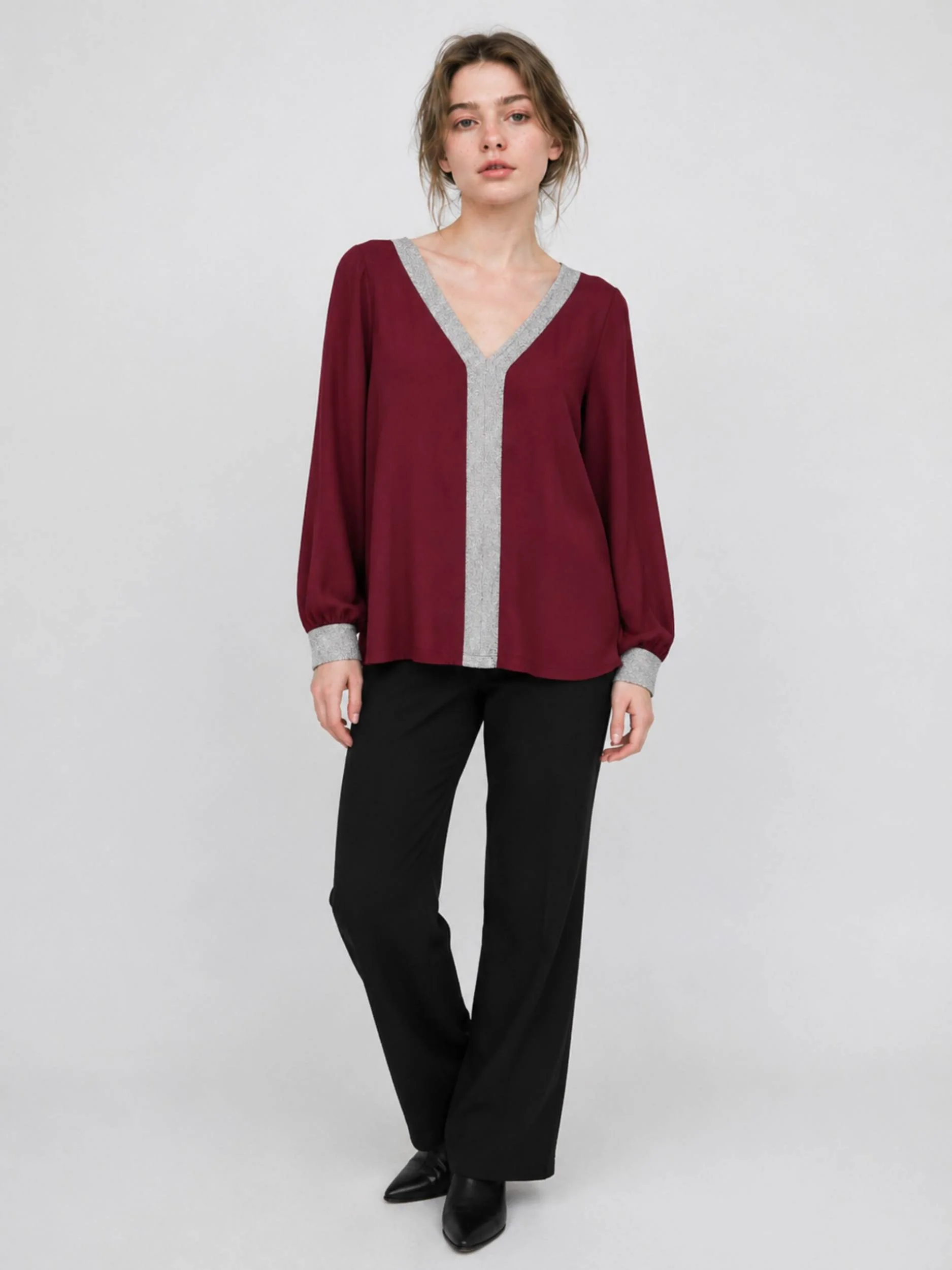 [1151] Blusa Cey V Doble Color - Imagen 4