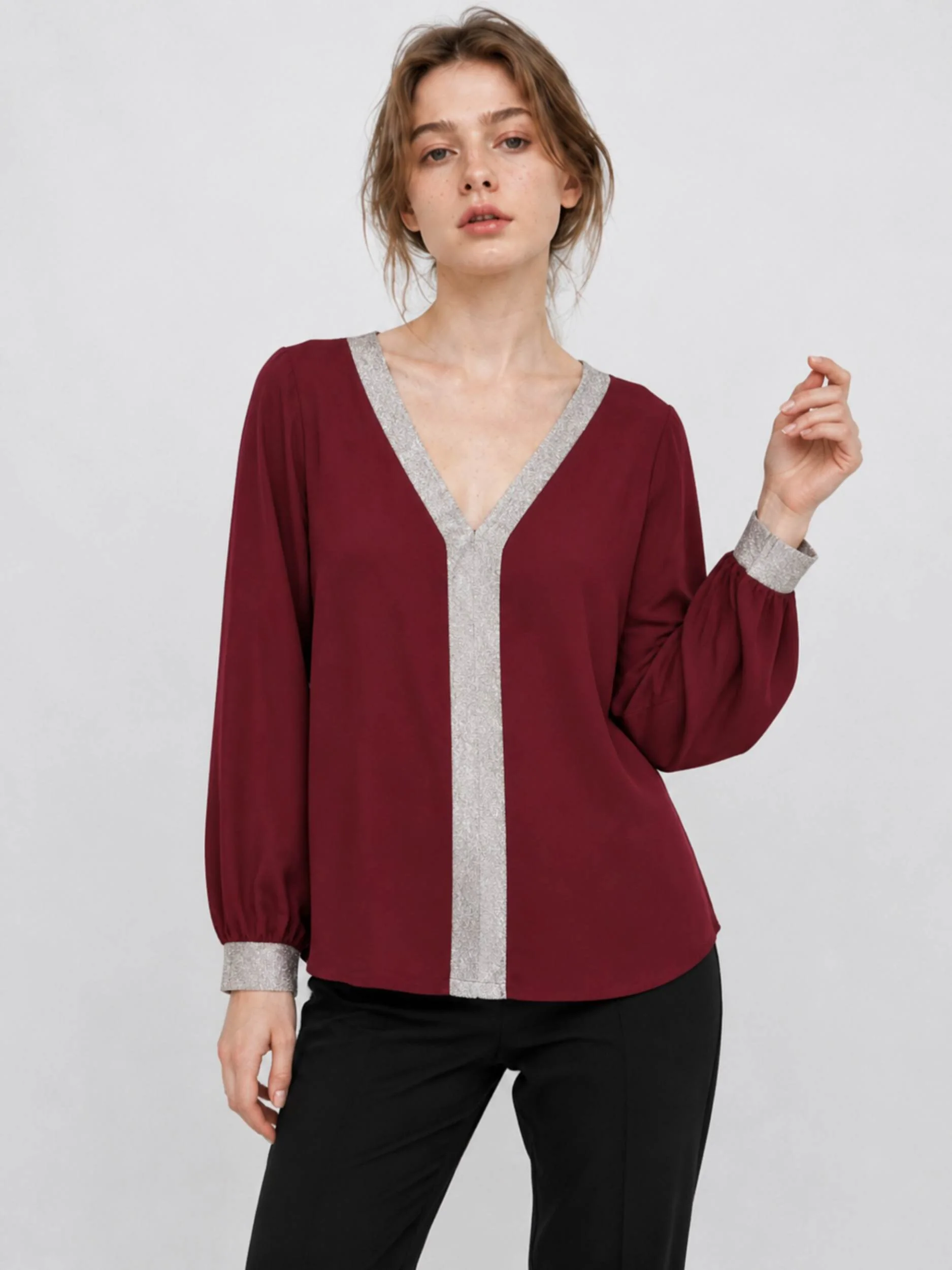 [1151] Blusa Cey V Doble Color - Imagen 5