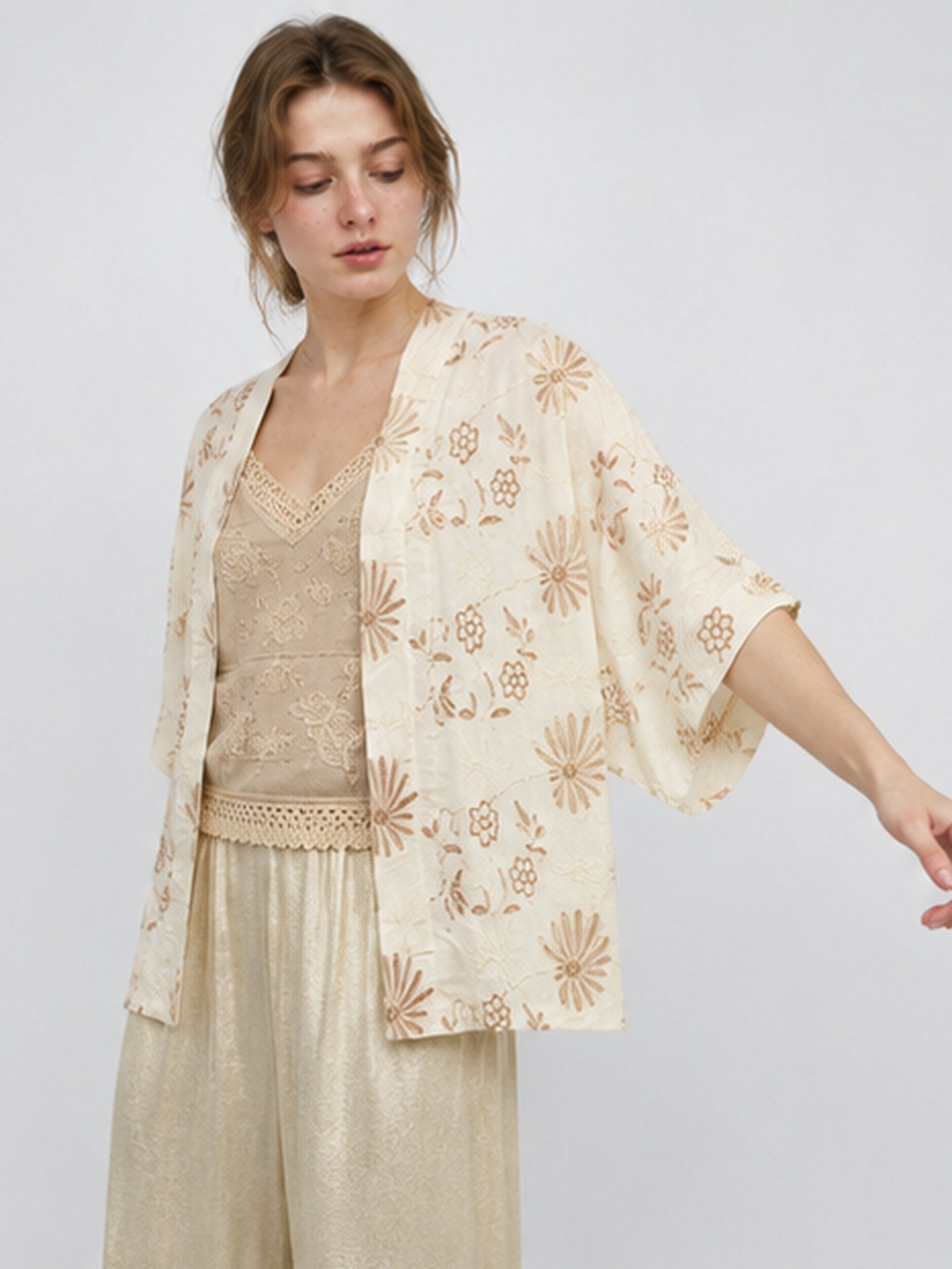 [1206] Kimono Lino Bordado - Imagen 2