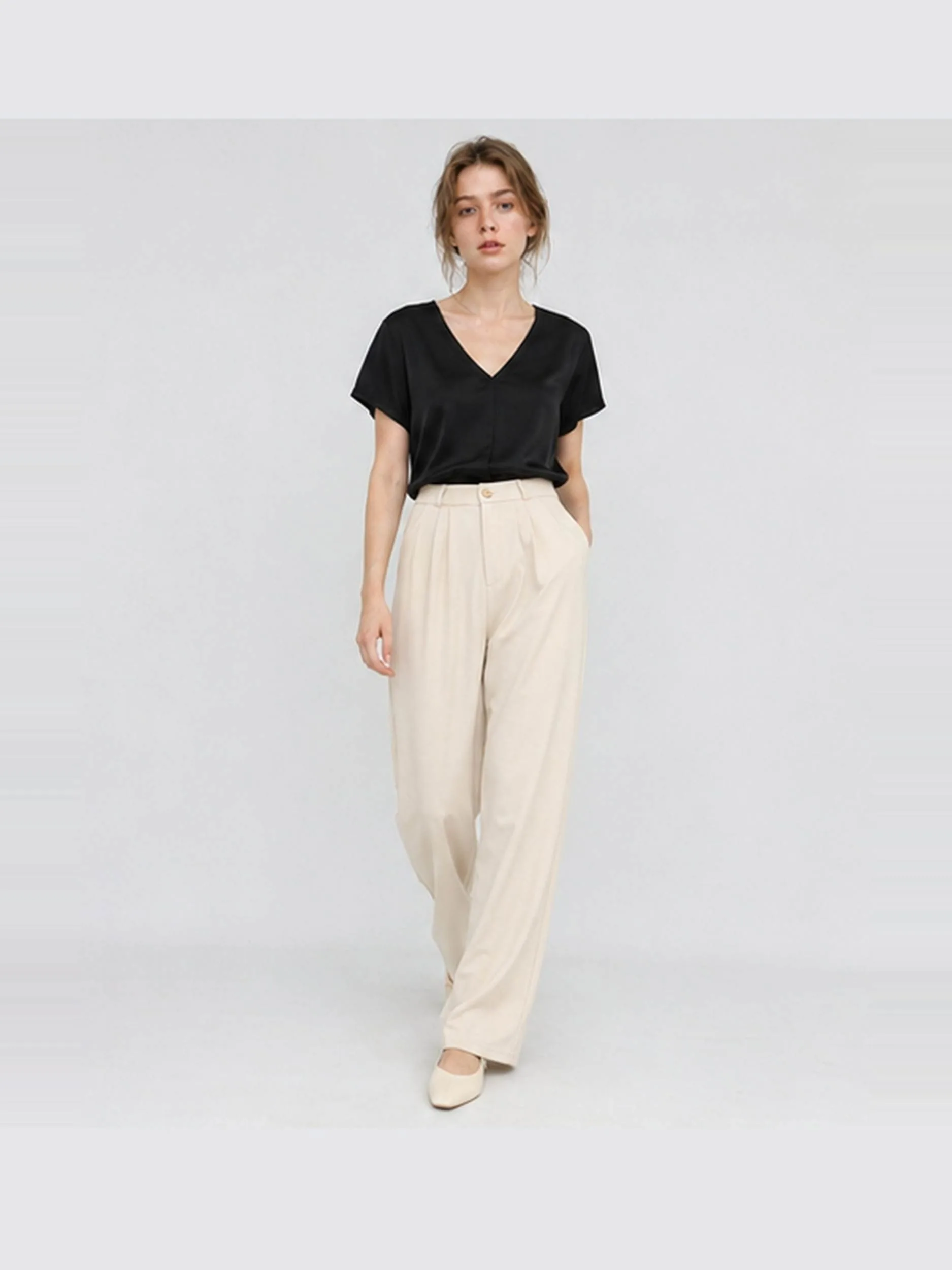 [4007] Pantalon Crep Recto con Pinza - Imagen 2